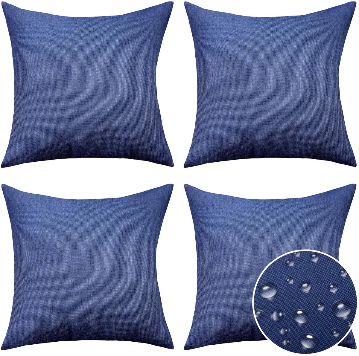 Omgoods - Set van 4 Waterdichte Kussenhoezen - 45x45 cm Marineblauw