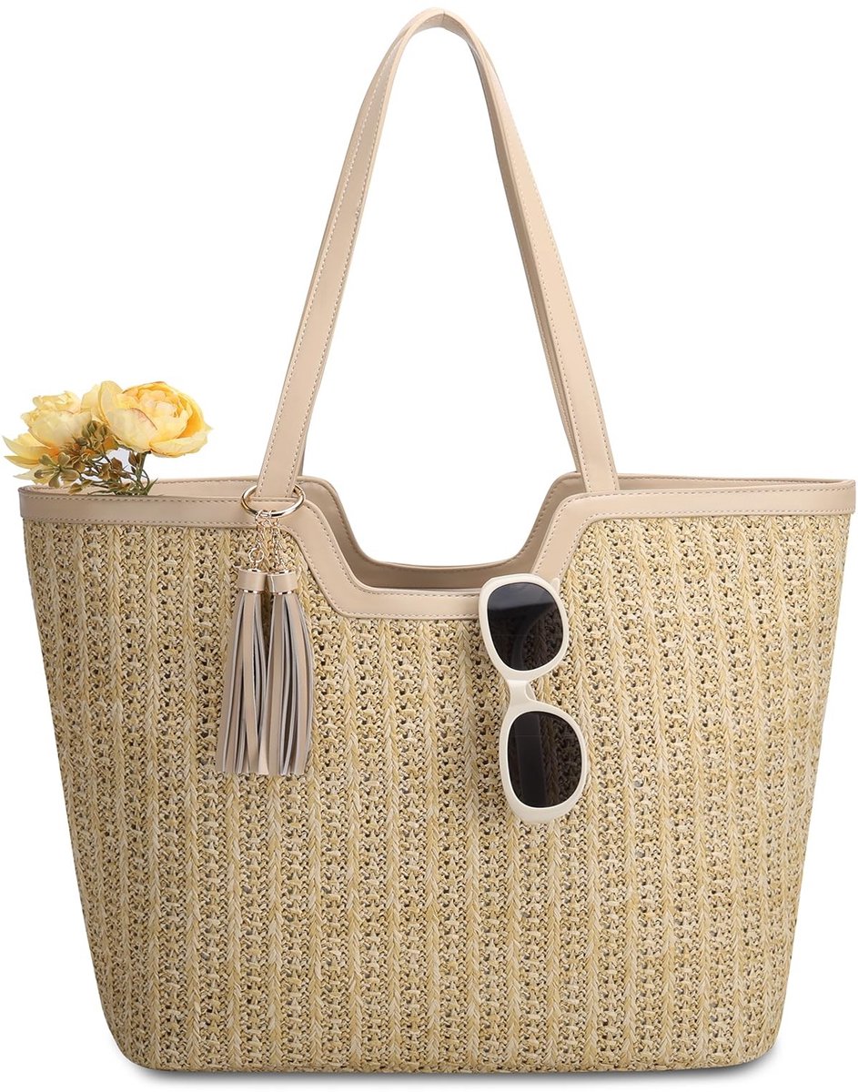 Omgoods - Grote Strandtas van Stro voor Zomeractiviteiten