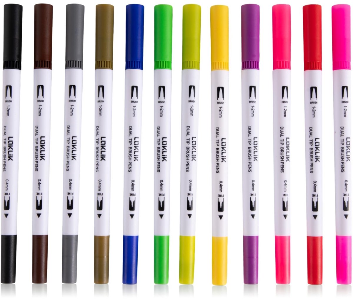 Omgoods - Loklik Pen Set - Borstel en Fijne Punt voor Tekenen en Knutselen