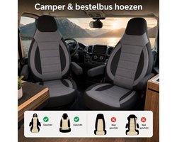 Stoelhoezen Fiat Ducato camper - Set van 2 - Zwart/grijs - AIM