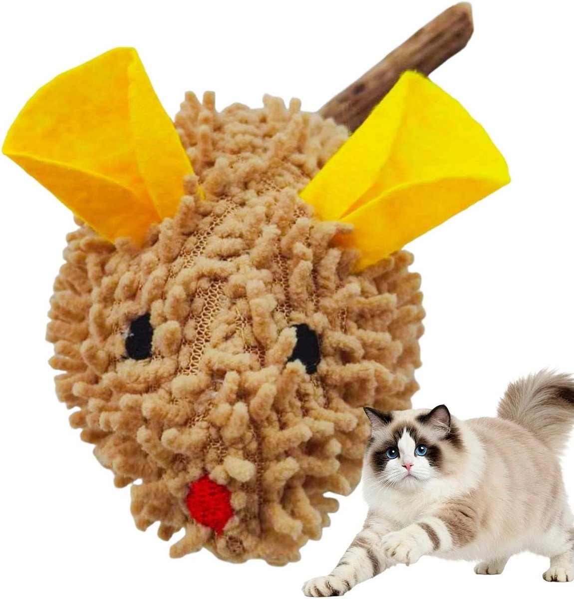 Katten Muizen - Kattenspeeltjes Pluche - Interactief Spel - Met Kattenkruid - 10x6x6 cm - Niet gespecificeerd