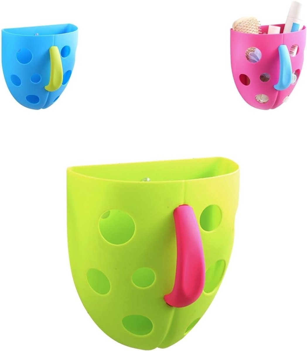SnelShoppen - Badaccessoire-organizer Groen, Opbergdoos voor Badaccessoires en Speelgoed, Met Handvat, Zuignapbevestiging, Ideaal voor Shampoo, Spons,