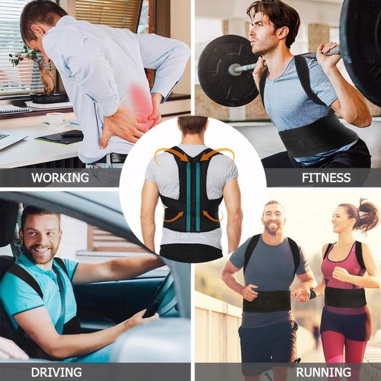 Houdingcorrectie en rugsteun voor een gezonde rug, verstelbare schouderbandage, ademend en comfortabel — afbeelding 2