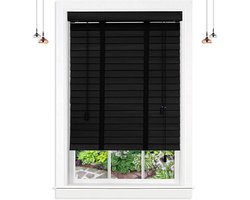 Houten jaloezieën - Raambekleding Horizontale lamellen - Privacy regelen - Gemaakt van tunghout - 50x90 cm - Zwart