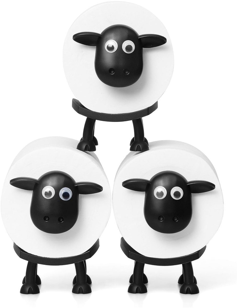 Set van 3 Grappige Schapen Toiletpapierhouders - Creatieve Vrijstaande Rol Dispenser