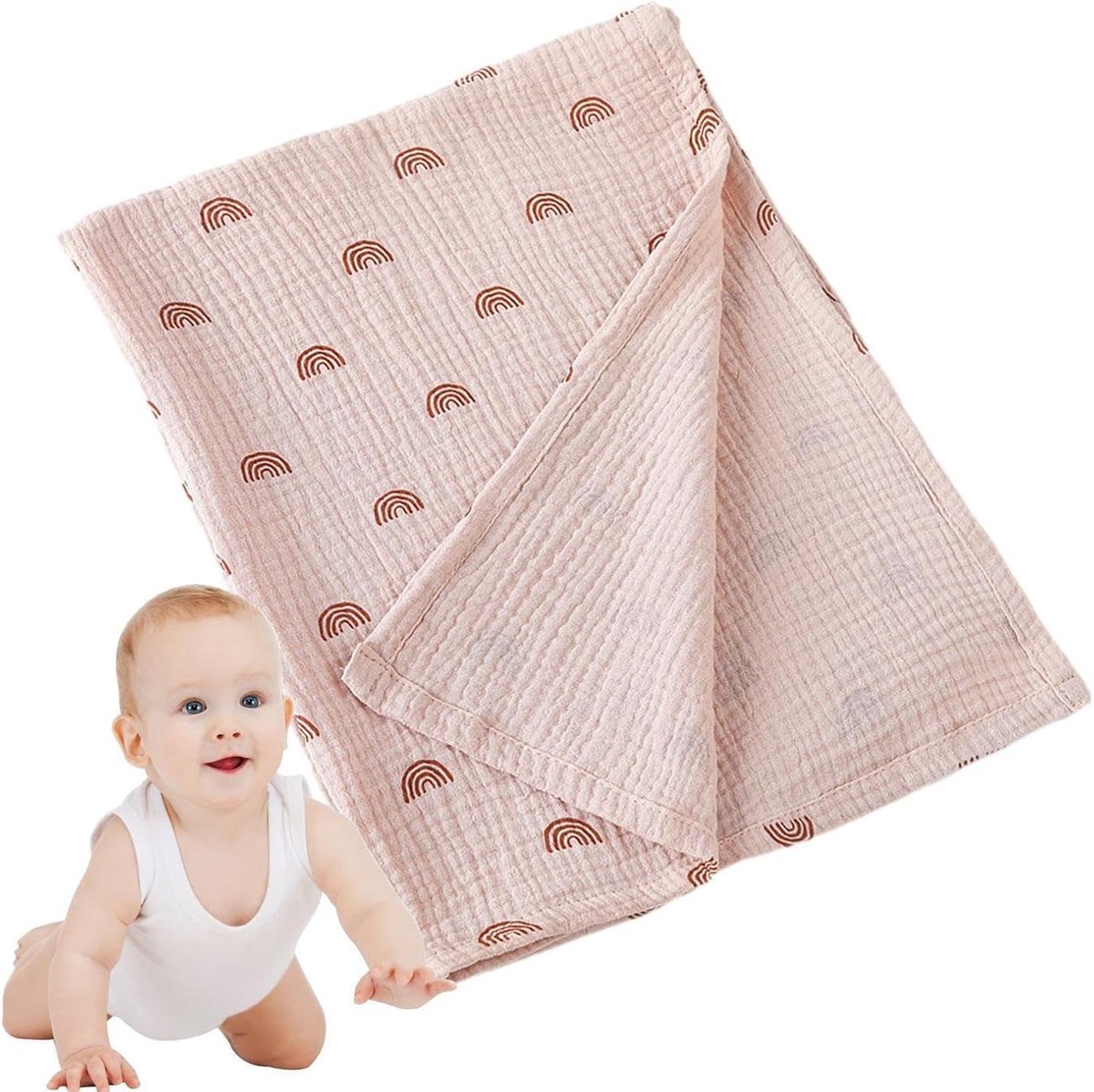 Mousseline Deken - Wikkeldoek Baby - Baby Verzorgen - Ademend Katoen - 80 x 65 cm - Wit