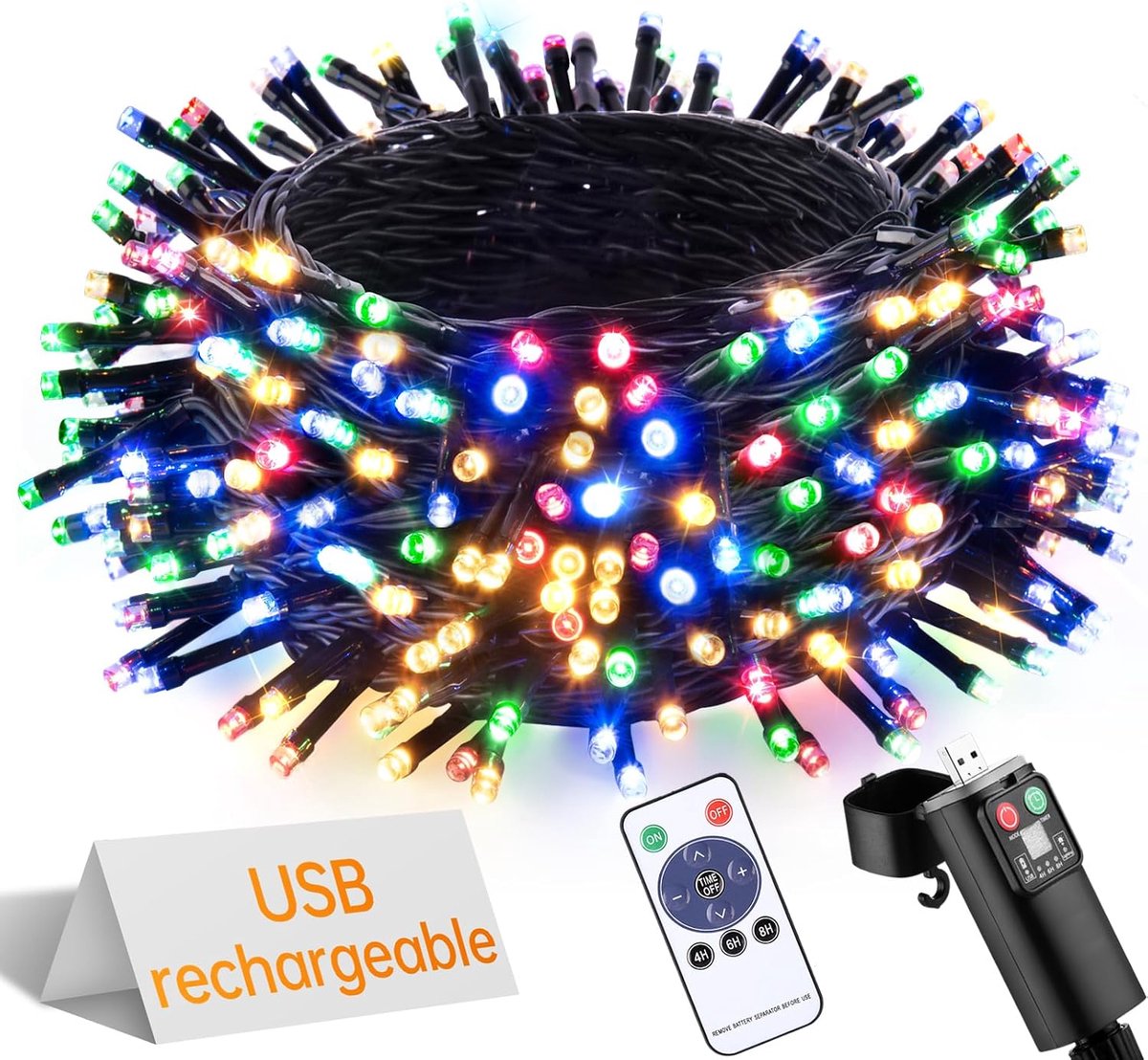 Kerst Lichtsnoer 15m 150 LED Warm Wit - USB Oplaadbaar - Waterdicht - Perfect voor Binnen en Buiten Decoraties - SnelShoppen