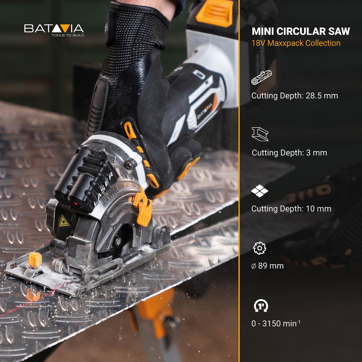 Batavia 18V Accu Mini Cirkelzaag 89 mm Incl. 4.0Ah Accu & Snellader