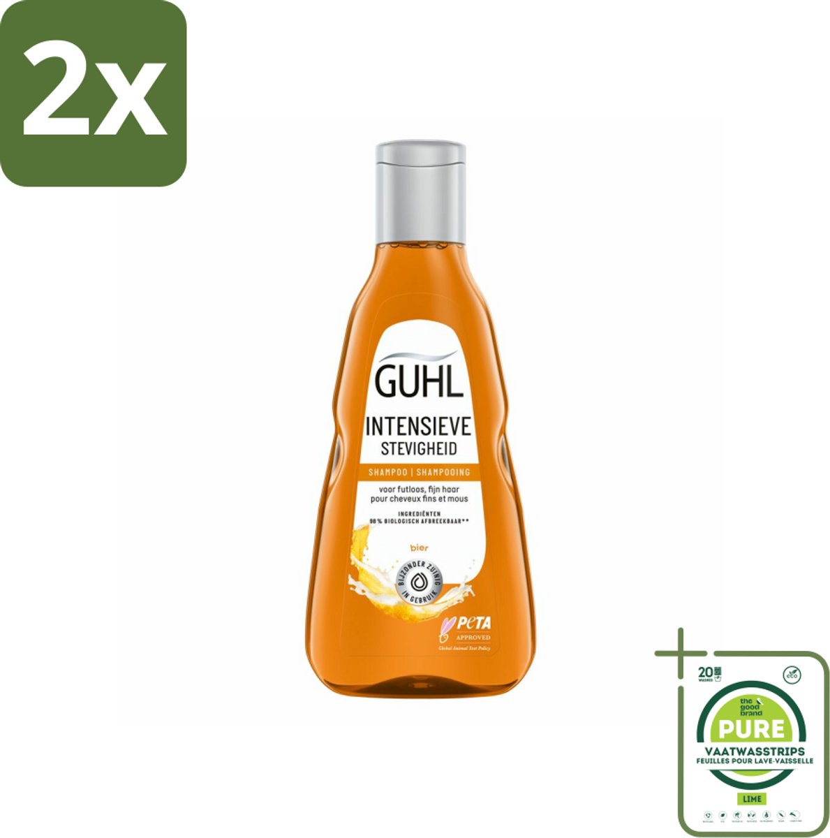 Guhl - Shampoo - Intensieve Stevigheid - 250 ml - Voordeelverpakking - 2 stuks - Haarversterkend shampoo - Volume shampoo