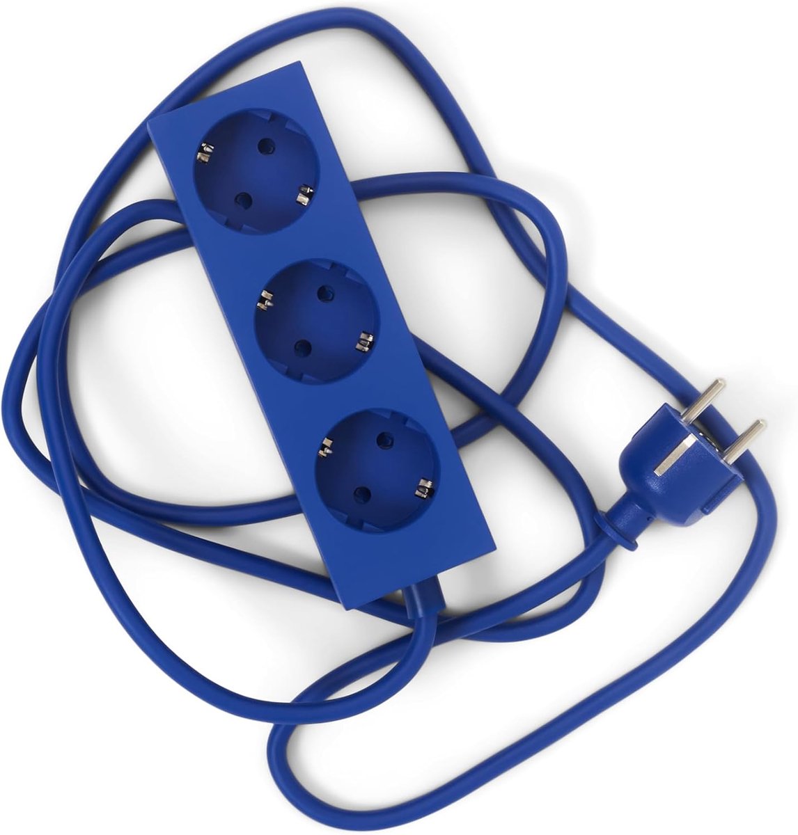 Power Bar Stekkerdoos 2m met magnetische Bodem (Blauw) - Praktisch Stijlvol Meervoudig Stopcontact 3-Voudig Magnetisch - Power Strip 3-Weg
