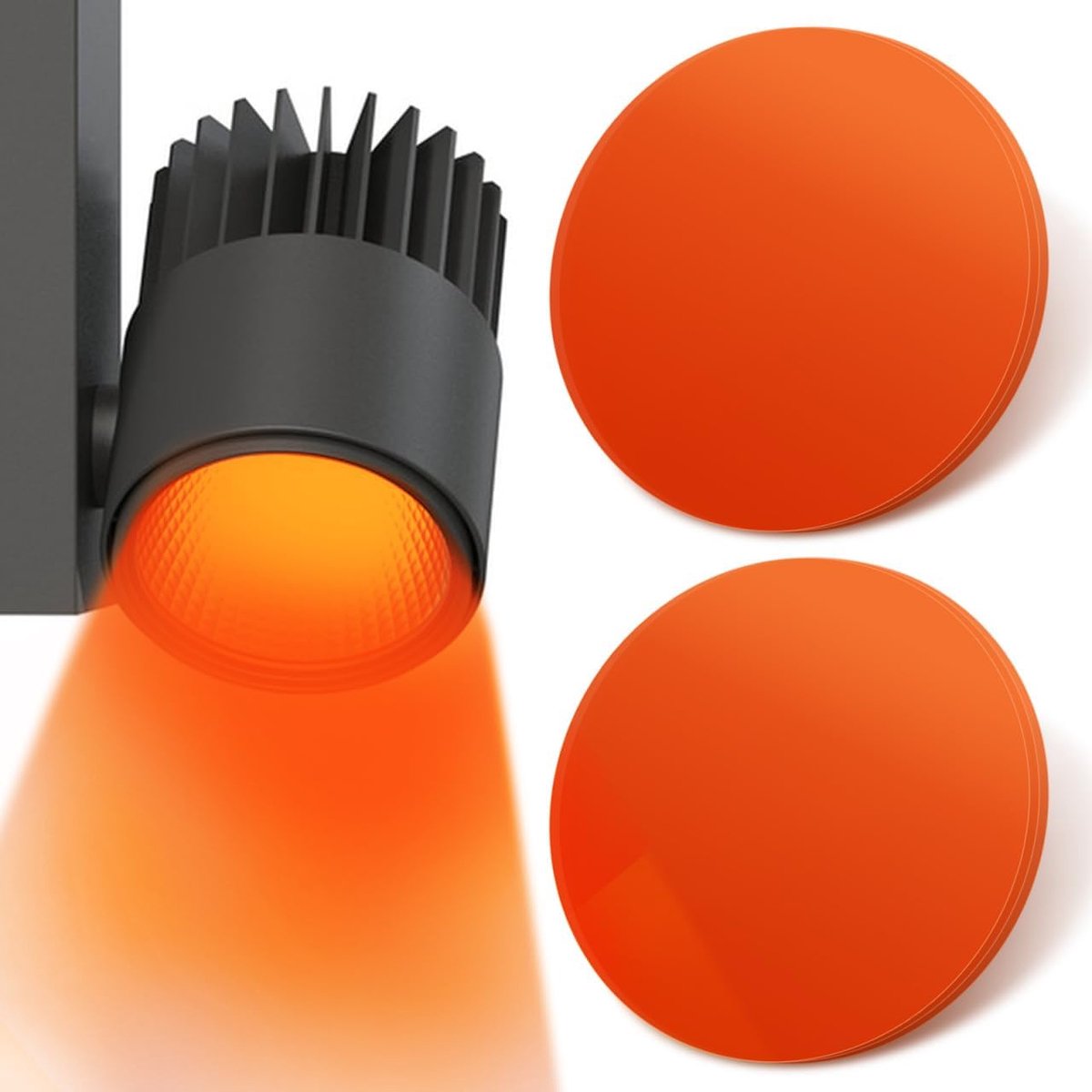 jojofuny Zelfklevende led-kleurfilterfolie, 66 mm, oranje, kunststof, lichtkleurveranderingsfolie voor woonkamerverlichting en fotostudio, kleurcorrectie, 30 stuks