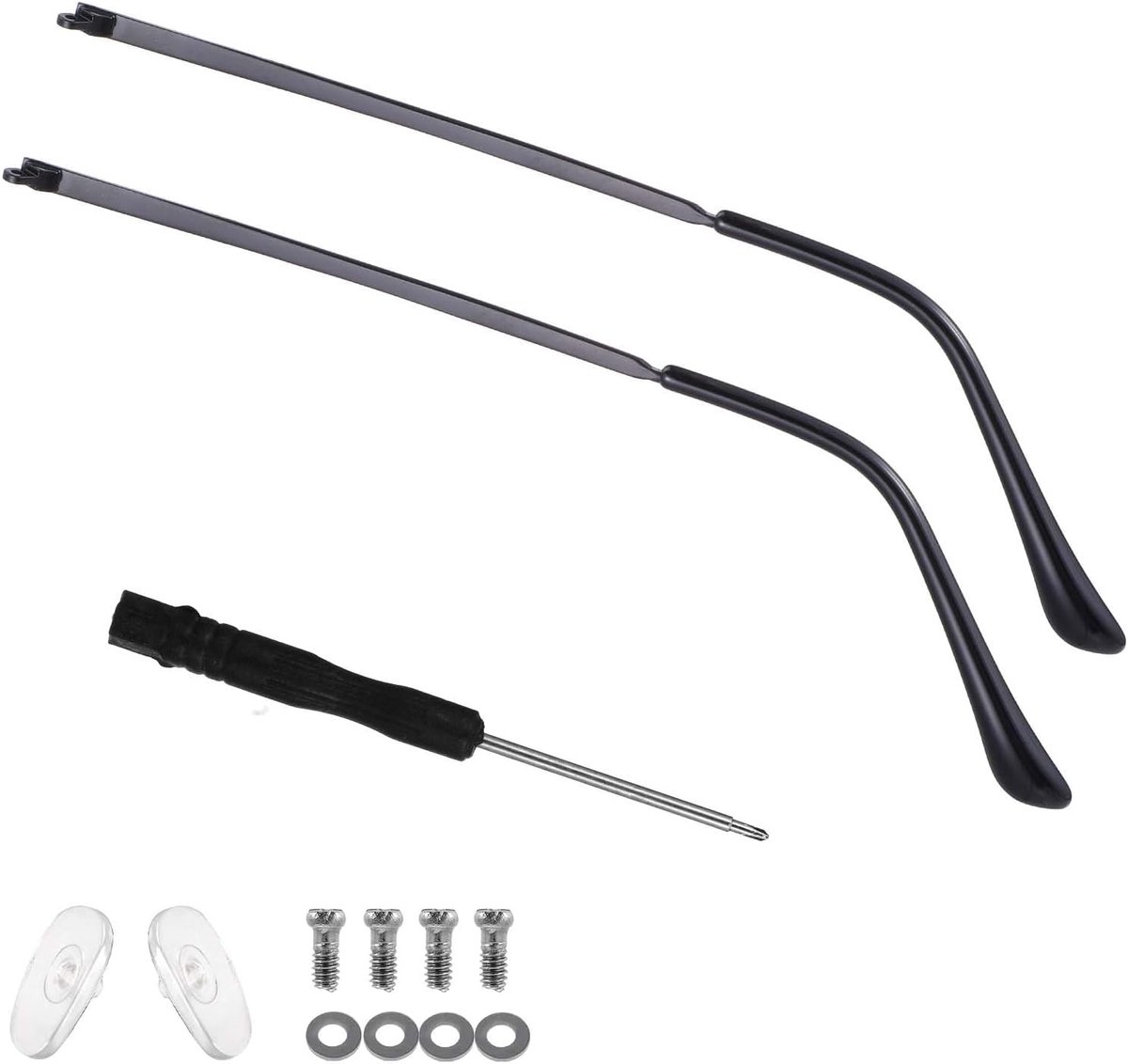 1 paar metalen brilpootvervanging, universele brillenreparatieset met schroeven en vervangende brilpoten, brilreparatieset inclusief schroeven, sluitringen, schroevendraaiers