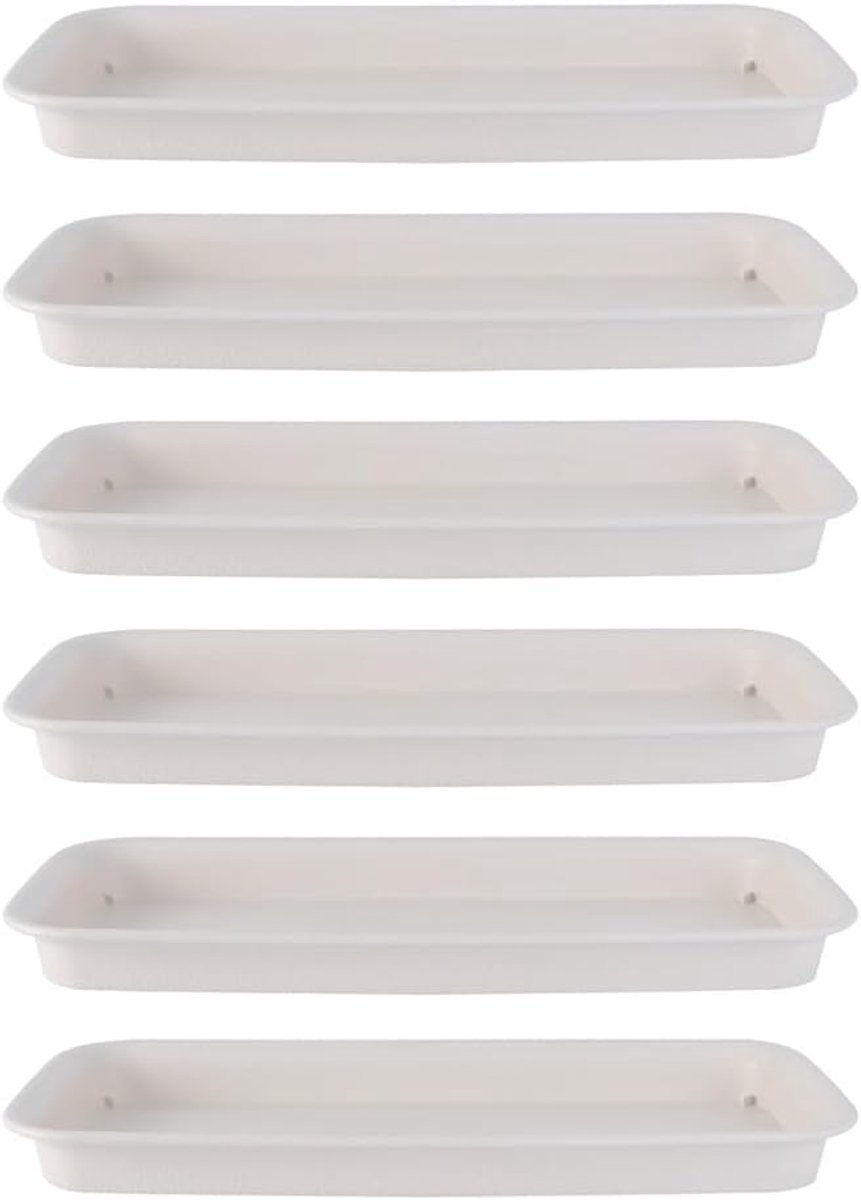 6 stuks kunststof onderzetters, rechthoekig, afdruipbakken, 24 x 11 cm, bloemenplant, tuin, waterschaal voor vazen, vensterbank, bloemenrek, schotel