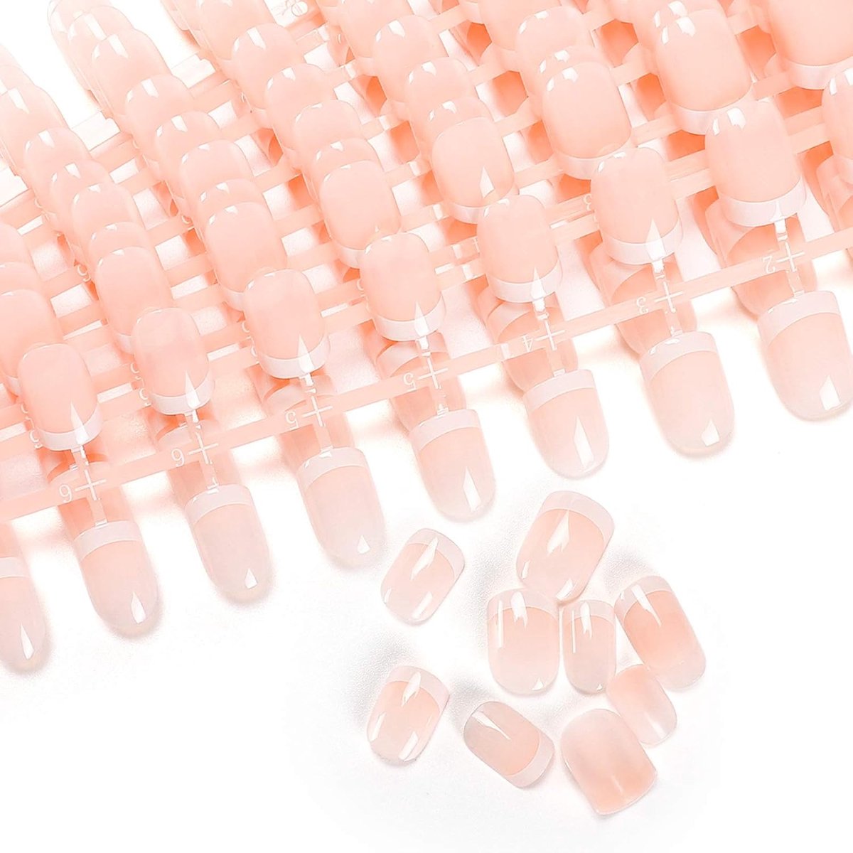 240 stuks Franse valse nagels om op te plakken, korte natuurlijke ronde holo nepnagels voor dames en vrouwen