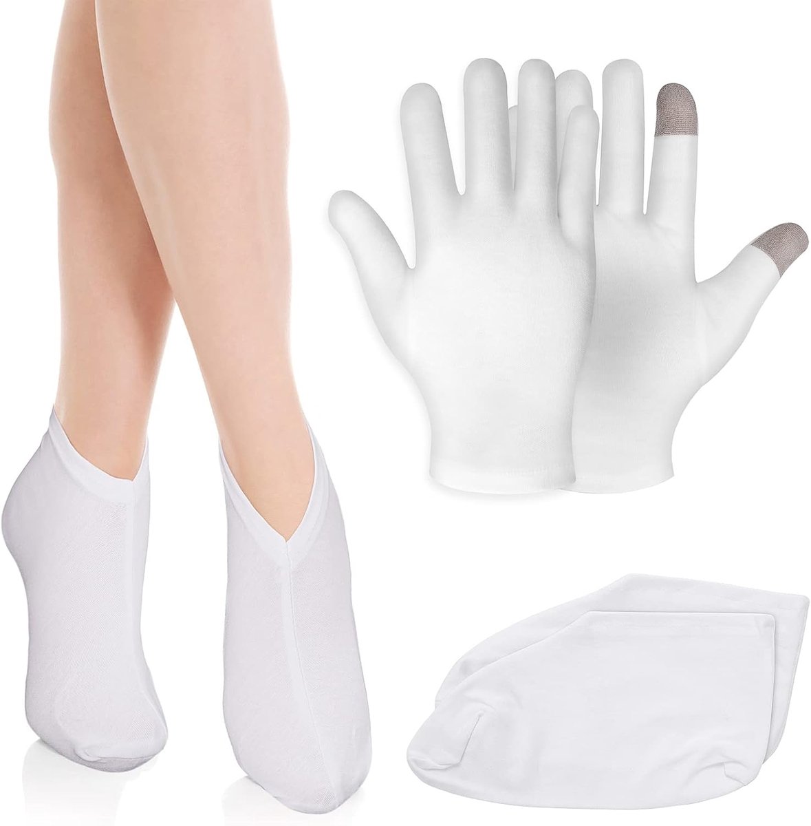 Vochtinbrengende handschoenen en sokken touchscreen hydraterende handschoenen voor 's nachts bedtijd Genezen eczeem Slaaplotion Hand Spa Behandeling Handschoenen Sokken Reparatie Ruwe