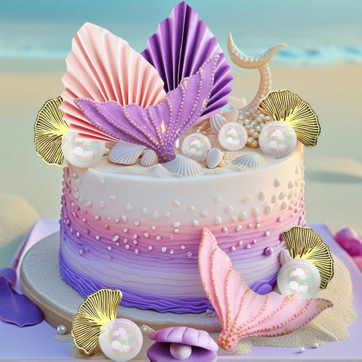 zeemeermin taart topper onder de zee taart decoratie zeemeerminstaart taart topper zeeschelp taarttopper zeemeermin feestbenodigdheden | Decoraties zeemeermin onder zee zeemeerminstaart schelp accessoires feest zeemeermin