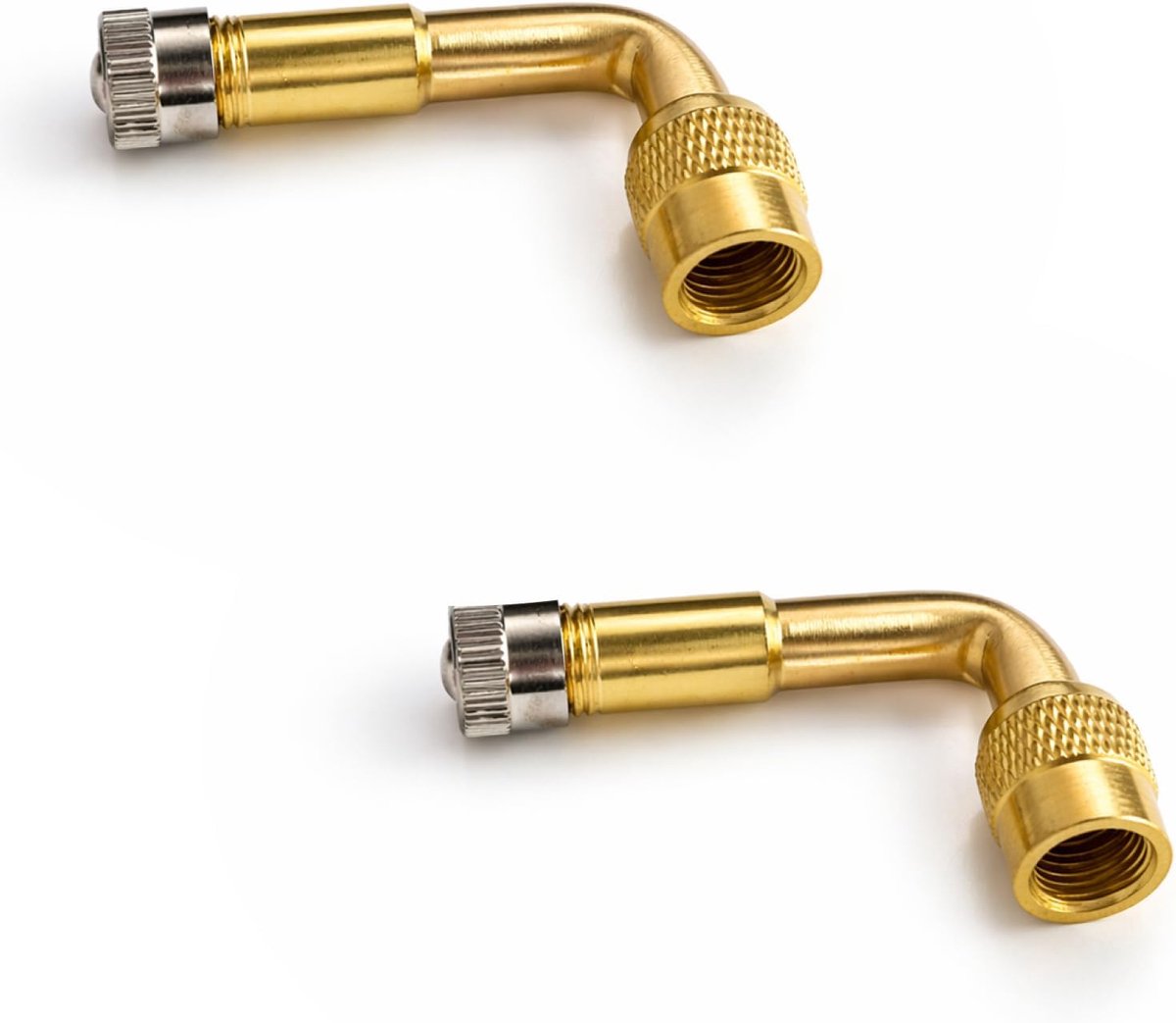 2 stuks 90 graden ventielverlenger, autoventiel adapter, hoekadapter voor ventielen met gebogen vorm, vergemakkelijkt oppompen en controleren, voor auto motor fiets step, set van 2