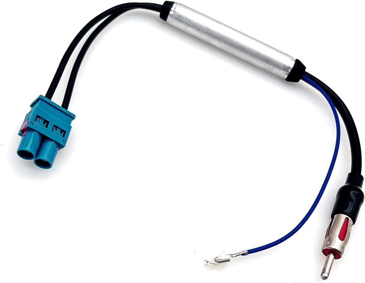Dual Fakra (Z) naar DIN-stekkerconverter, autoradio radio stereo hoofdunitontvanger, universele autoradio FM AM antenne signaalversterker versterkeradapter voor Audi Volkswagen