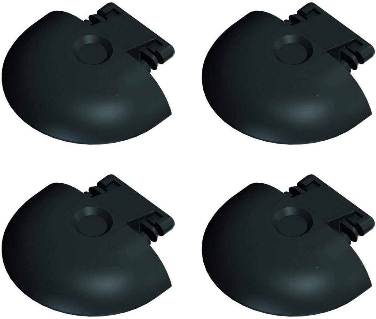 Set van 4 Airline Raildoppen, ronde vorm, compacte versie, kunststof, zwart