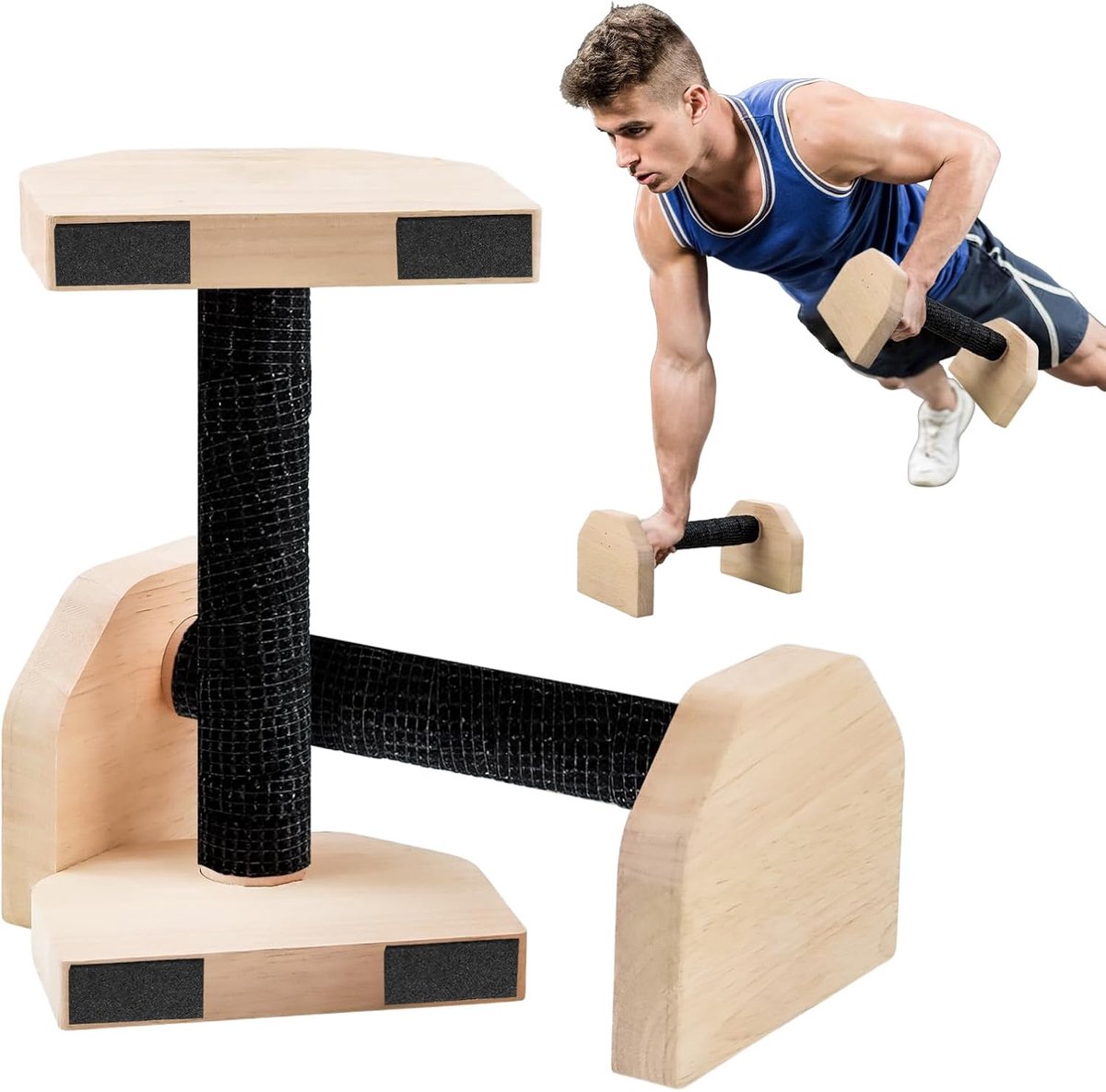 pompgreep, SilverChry 20 cm/7,9 inch houten push-up-bars, parallettes calisthenics, parallettes calisthenics, push-up-bars parallettes voor calisthenics, voor calisthenics, gymnastiek, fi