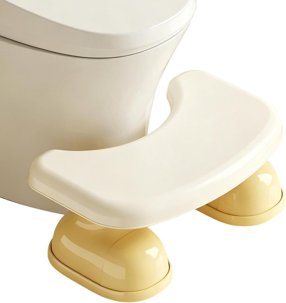 Toilet Opstapje - Poepkruk Hurkstoel - Natuurlijke Stoelgang - Antislip & Kantelvast - 18.1D x 26.7B x 18.1H cm - Geel