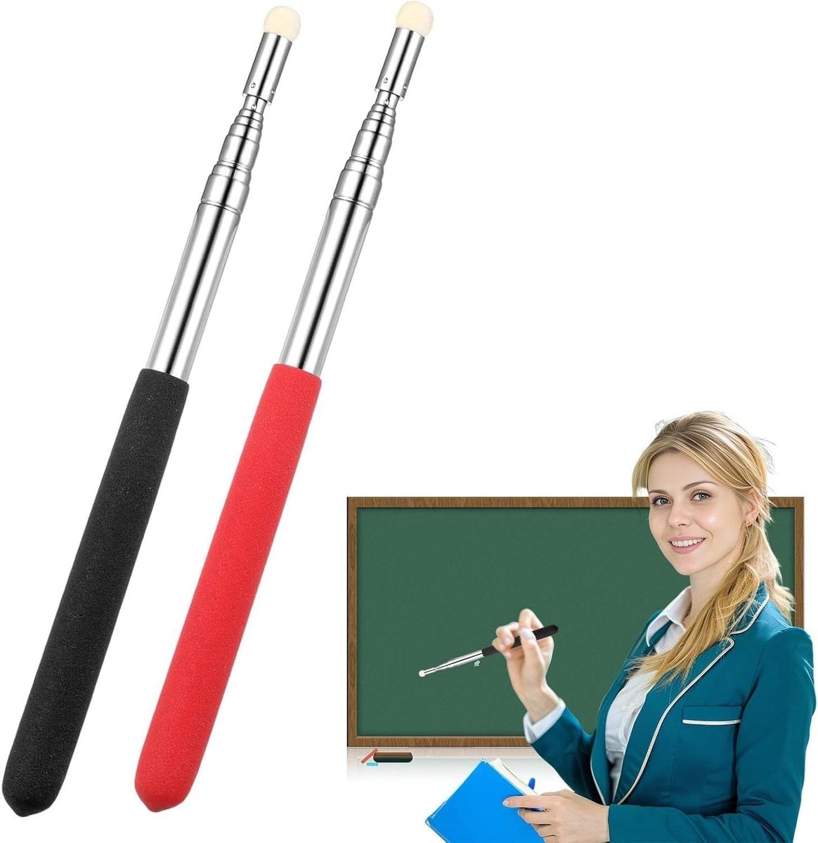Aanwijsstokken 2 stuks - Telescoop wijzer - Presenteren en lesgeven - Uittrekbaar tot 122 cm - 275 cm ingeklapt
