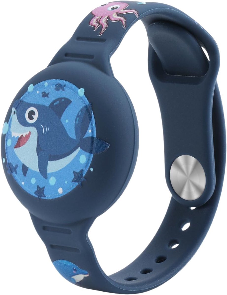 armband voor kinderen, verstelbaar, verborgen schattig haai-cartoondesign voor houder, siliconen, anti-verlies, GPS-tracker-armbandhoes, voor peuters