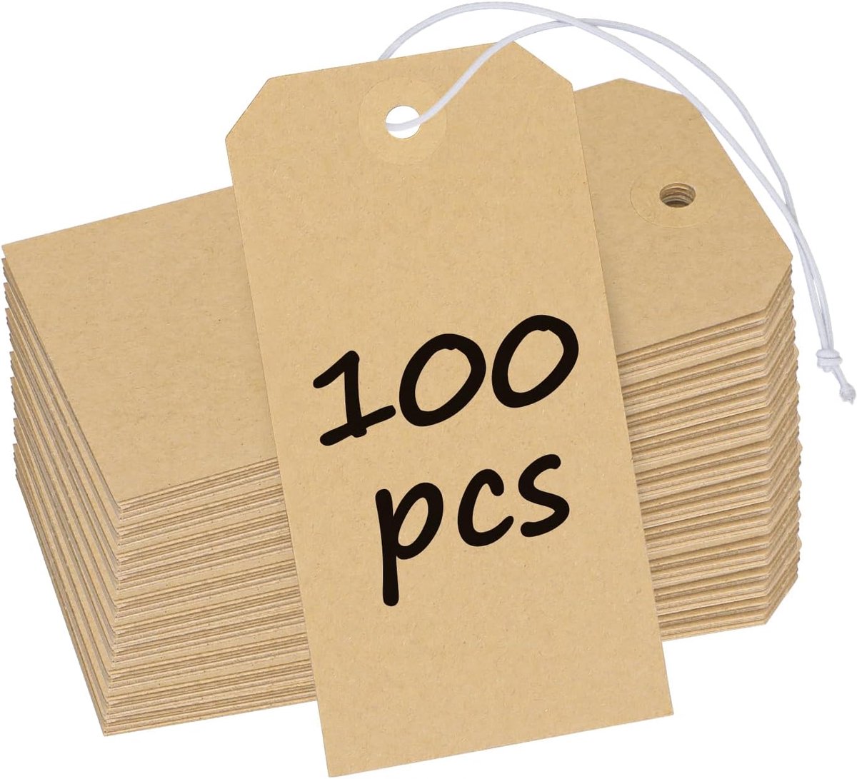 100 stuks blanco kraftpapier etiketten 12 cm om op te hangen