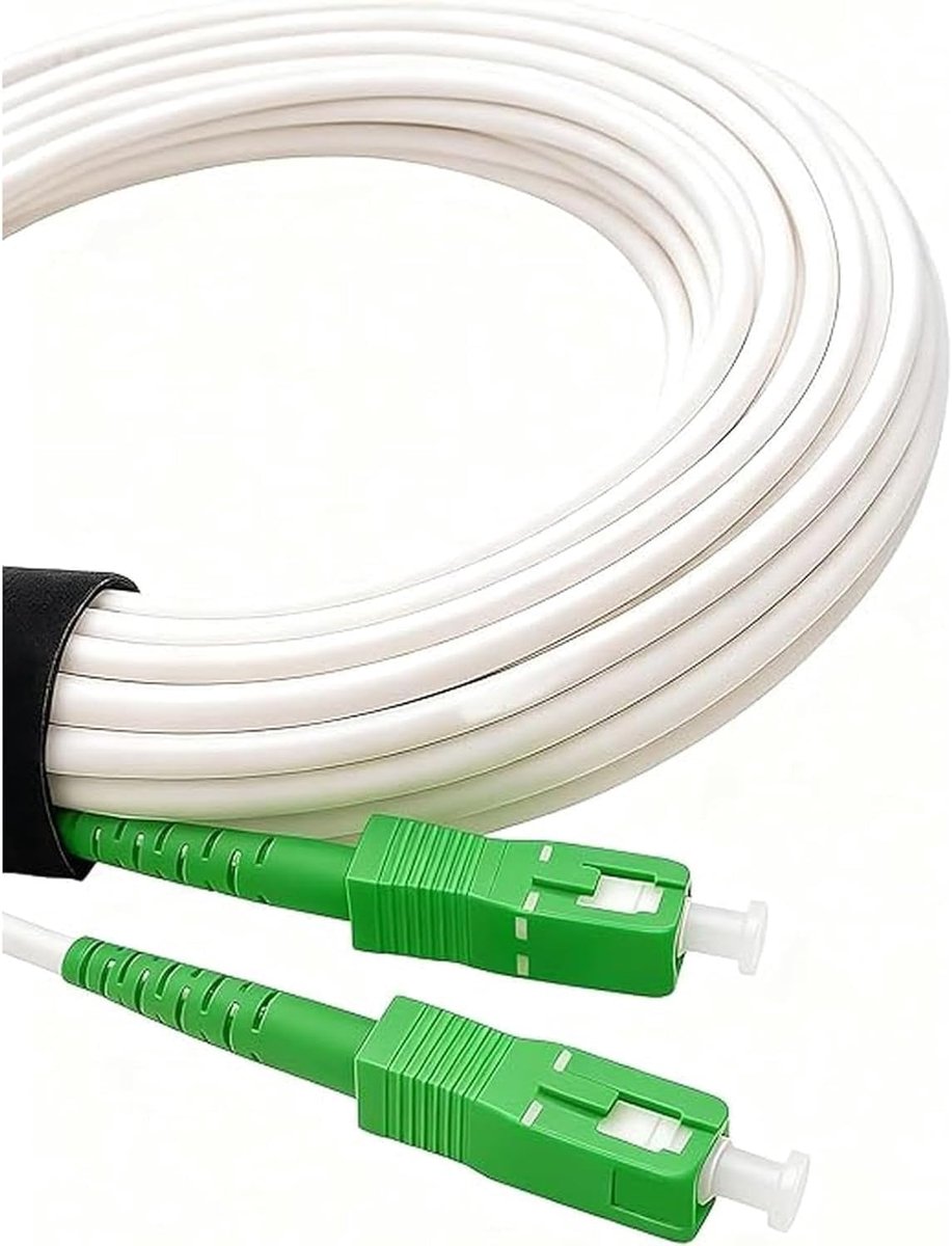 - 1m Glasvezelkabel/Verlengkabel SC/APC naar SC/APC Singlemode Simplex, Versterkte schilden en connectoren voor KPN, Vodafone, T-Mobile, Tele2, Odido, Wit(1M)