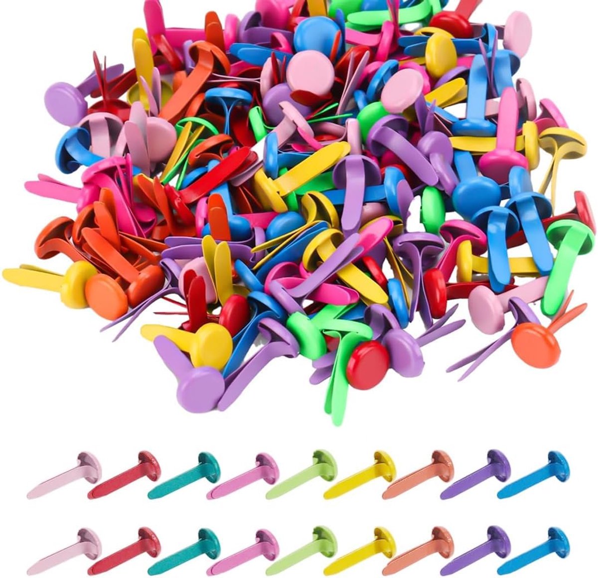 100 stuks steekzakklemmen, gekleurde ronde kopklemmen van metaal