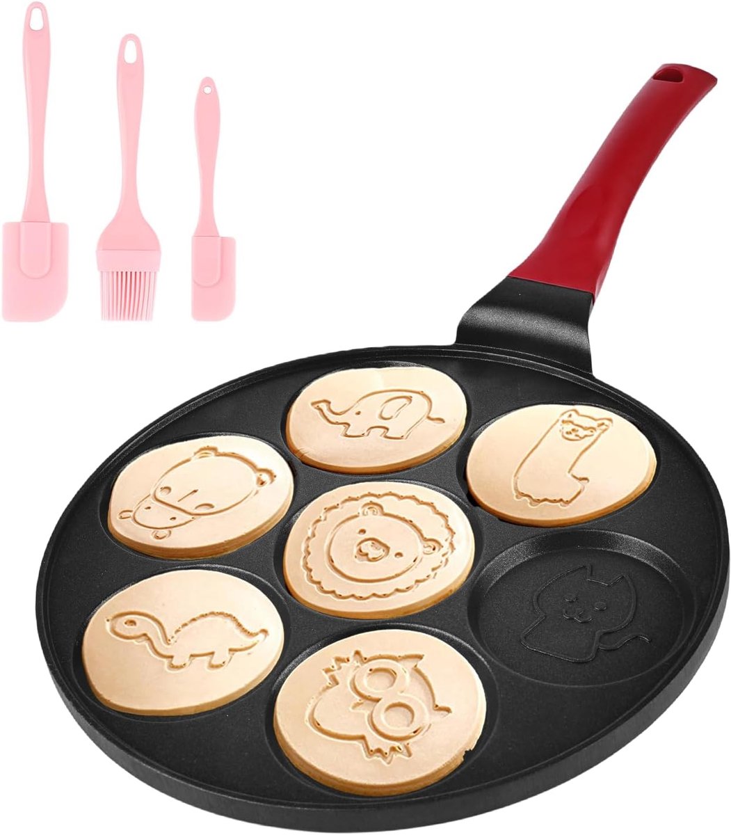 Antiaanbakpan voor pannenkoeken, 26 cm, met zeven gaten, crêpes maker met dier voor gas, pan voor gebakken eieren, omeletten, pannenkoeken, hamburgers
