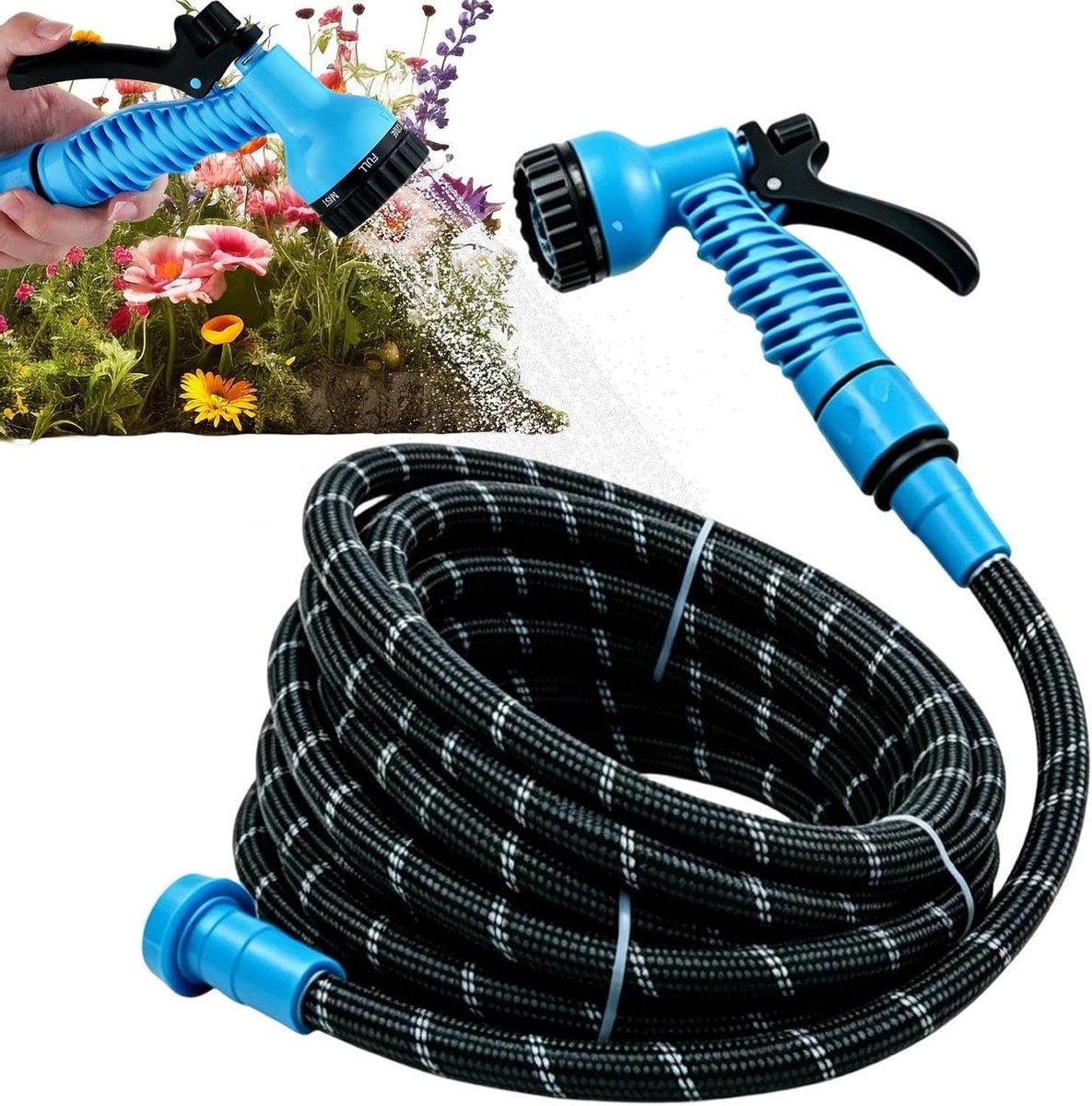 Flexibele tuinslang - Waterslang sproeislang - Tuinonderhoud en reiniging - 7 sproeipatronen - 30 meter - Meerkleurig