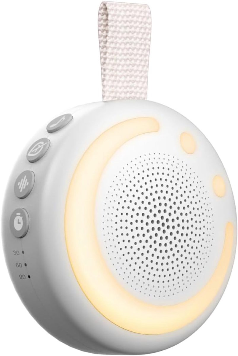Shush Witte Ruis Machine met Nachtlampje - White Noise Machine met 21 Rustgevende Geluiden - Slaaphulp Baby - Timer en Instelbaar Volume, Draagbaar en USB-C Oplaadbaar tot 18 Uur