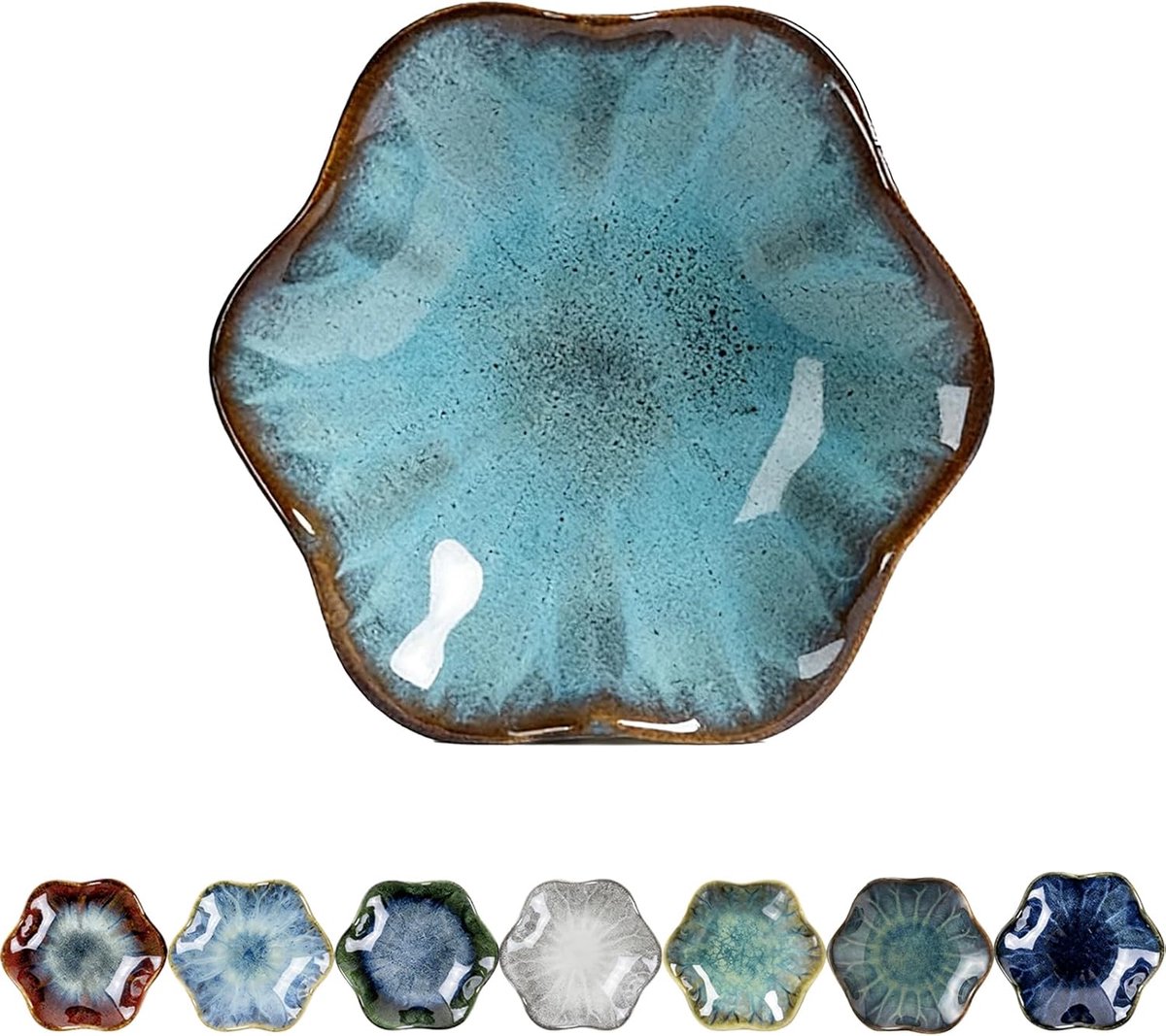 keramiek lotusblad bord (turquoise)