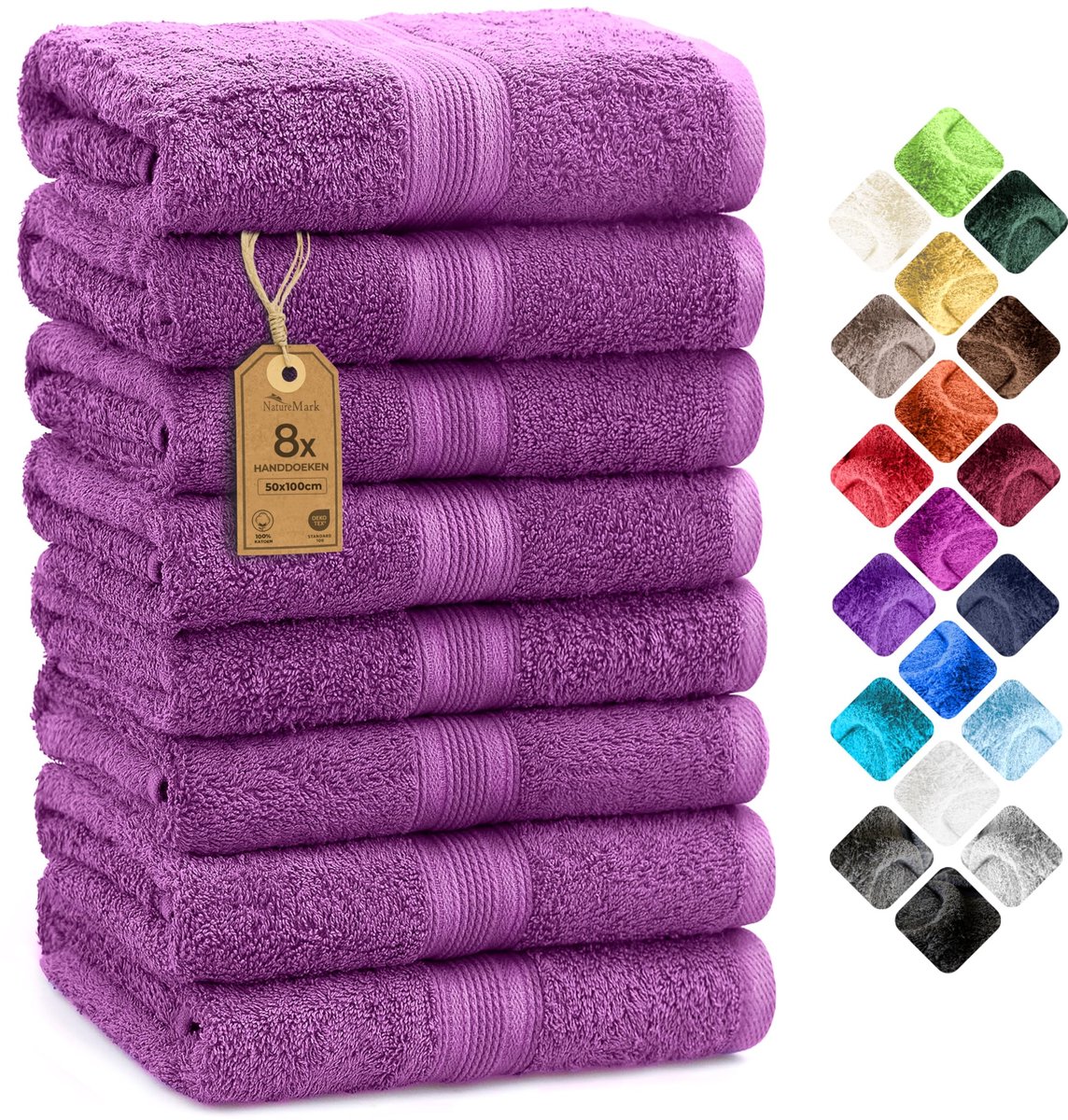 Omgoods - Set van 8 Terry Handdoeken - 100% Katoen, 50x100 cm, Superzacht