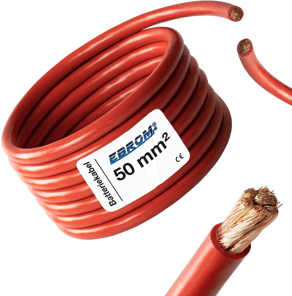Omgoods - 3 m batterijkabel Rood H07V-K 50 mm² - 99.9% koper