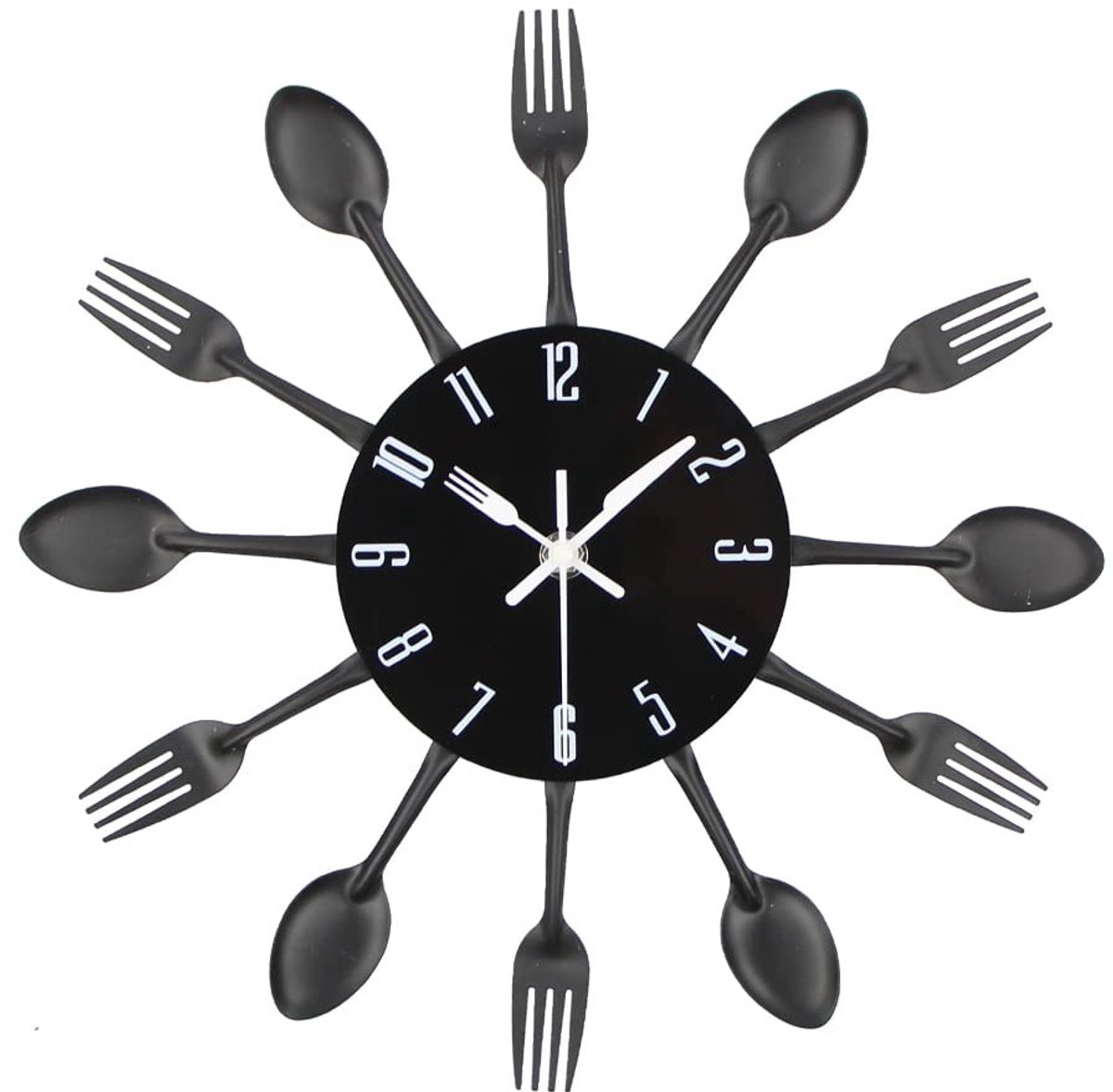 Omgoods - 3D Removable Wandklok - Creatieve Bestek Klok voor Keuken en Eetkamer Decoratie