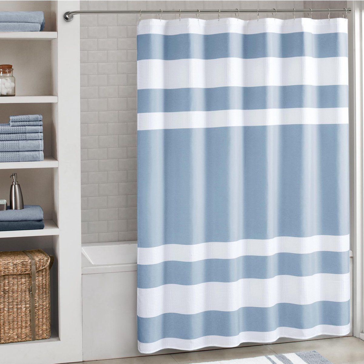 Omgoods - Premium Douchegordijn met 3M Behandeling 184 x 84 cm in Blauw
