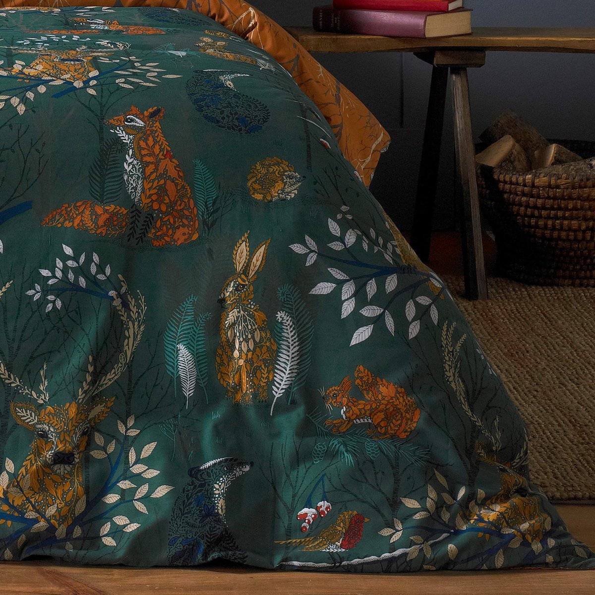 Omgoods - Bosfauna Super King Duvet Cover Set met Natuurlijke Print