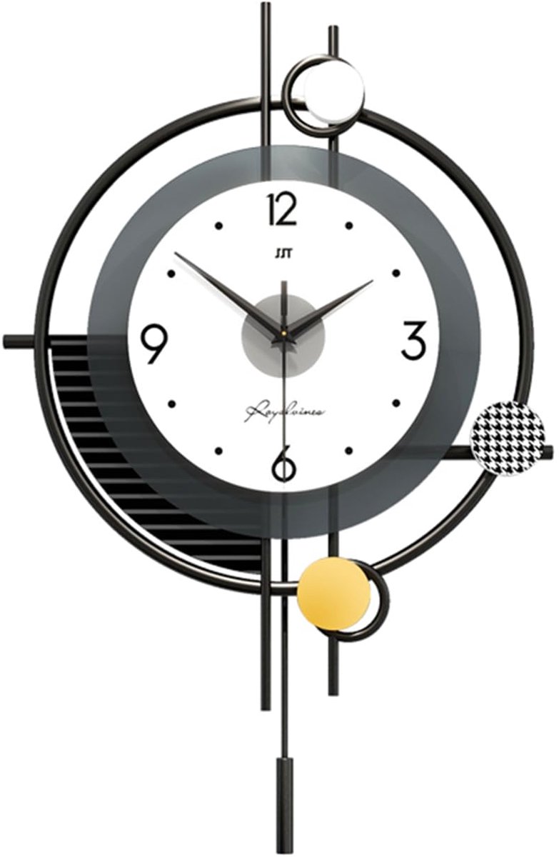 SnelShoppen - Ergocar Wandklok Vintage Grote Decoratieve Wandklokken met Slinger, Niet-Tikkende Stille Moderne Metalen Wandklokken voor Woonkamer, Sla