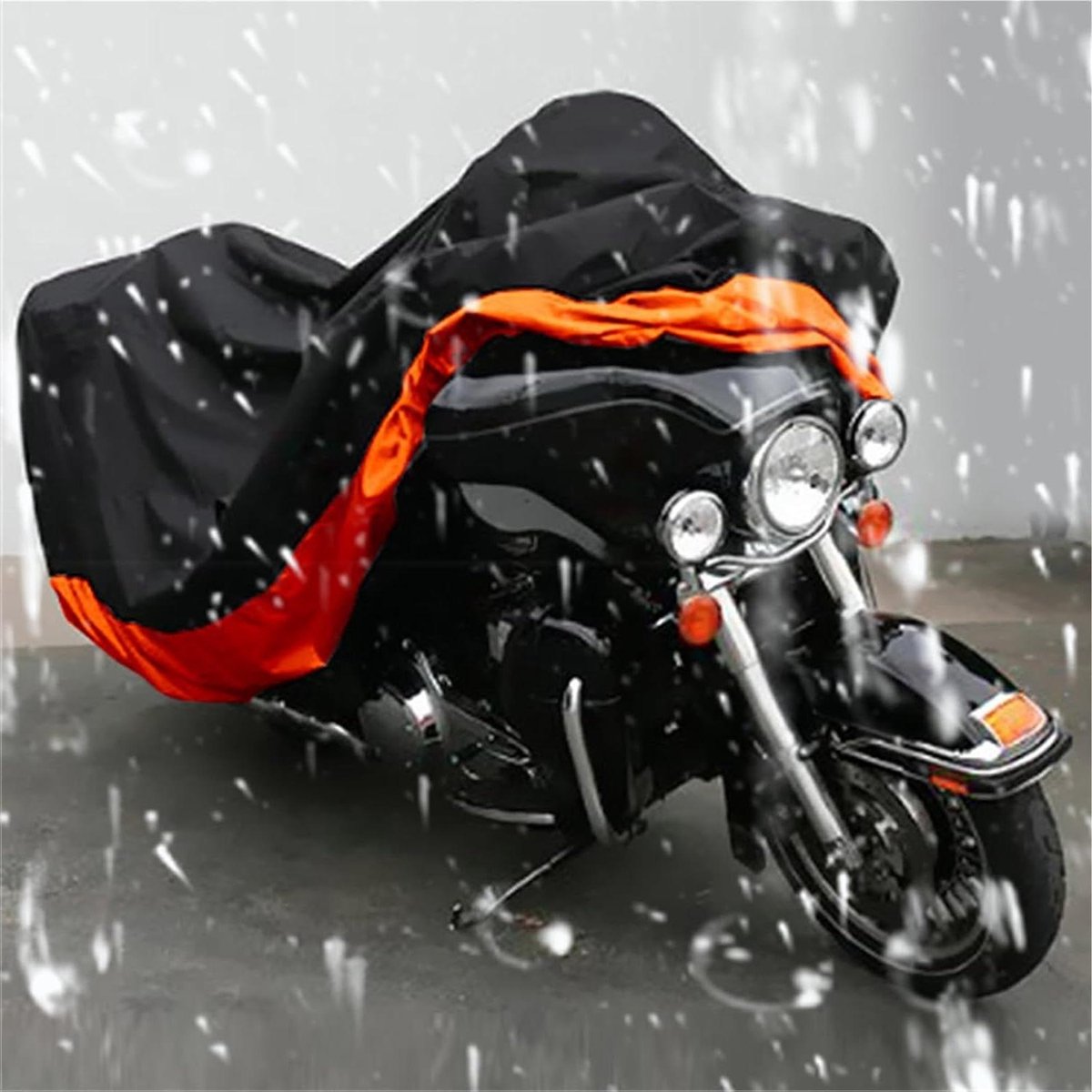 Waterdichte Motorhoes - Motorfiets Cover Beschermhoes - Motor Beschermen - Verstelbare Gespriemen - XXXL-295 x 110 x 140 cm - Zwart/Oranje – foto 6