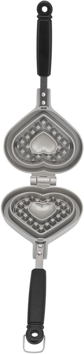 Hartvorm Wafelpan - Wafelmaker Kleine Pan - Ontbijt Maken - Dubbelzijdig Ontwerp - 14.5x35cm - Zilver