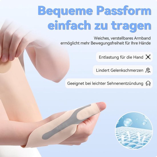 Bandages,2 stuks Elastische duimhandpalmspalk Compressiehuls voor dames & heren, voor lichte artritis Pijnverlichting Beschermer (Beige, Medium) - Verlicht lichte artritis in de vingers, ademend, verstelbaar — afbeelding 4