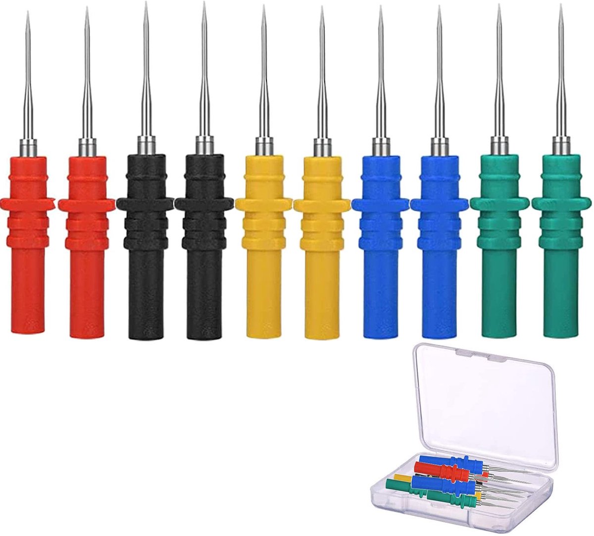 10 stuks testsonde, afneembare sonde, multimeter meetkabel, testpin, isolatiepiercing, naald, banaanstekker, kabelsonde, voor digitale multimeter