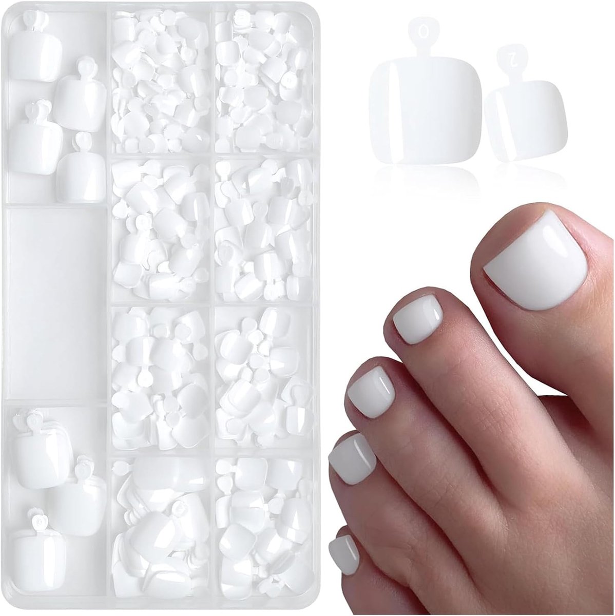 on Nails Füße, Fußnägel Tips, 240 Stück Weiße Quadratische Künstliche