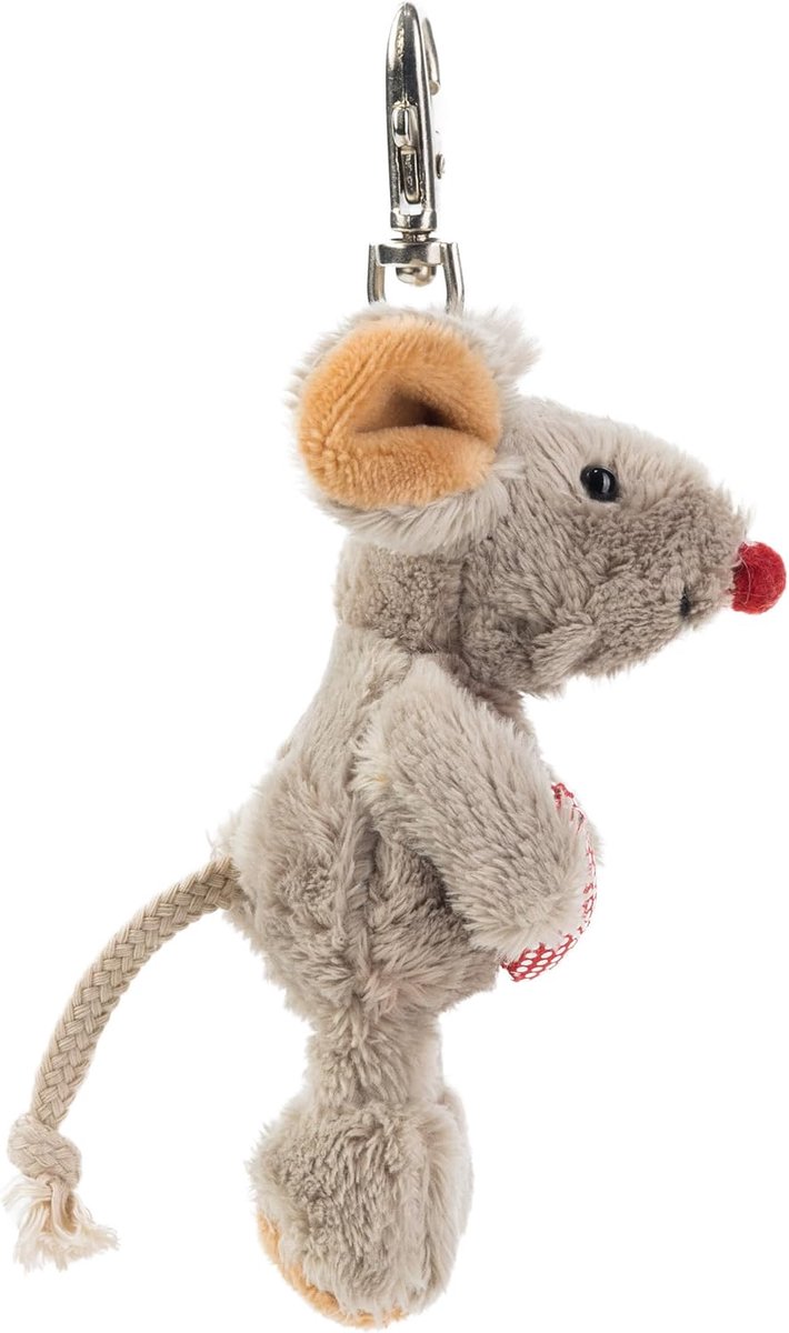 Pluche sleutelhanger muis met hart 12 cm