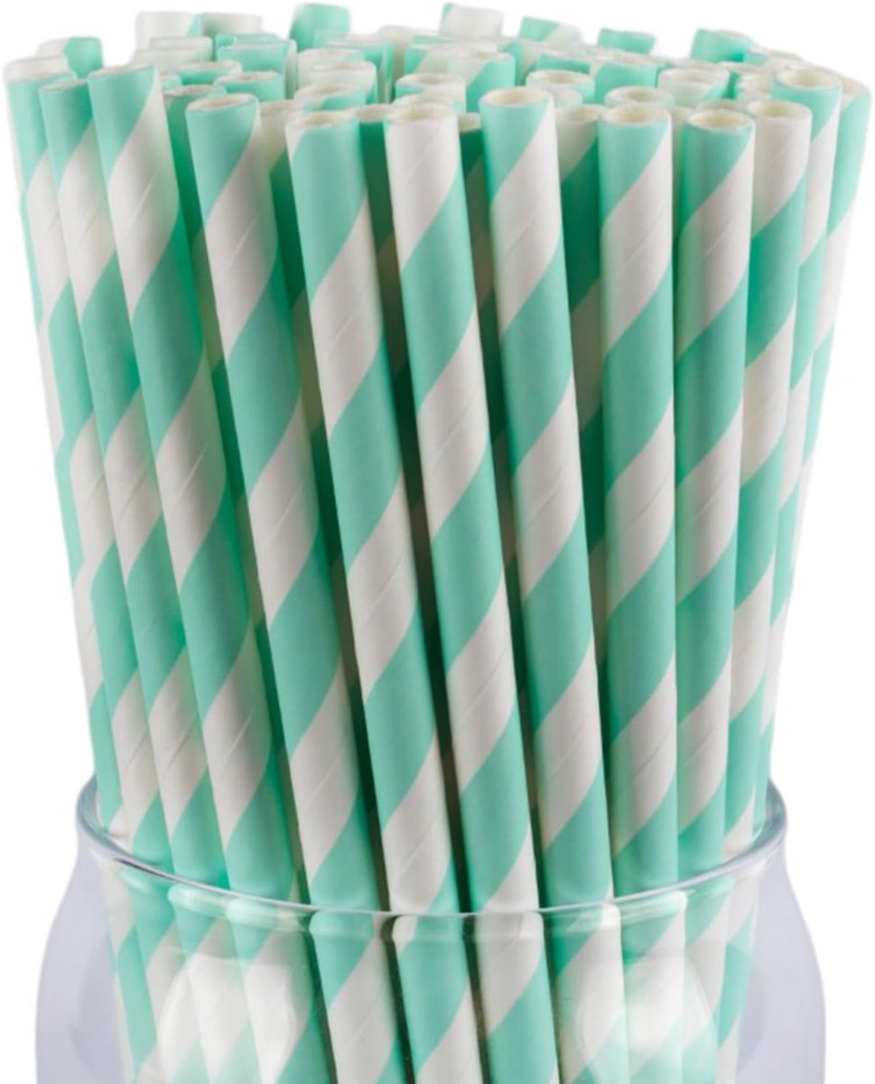 Rietjes van papier, 6mm x 197 mm papieren rietjes, 100 stuks