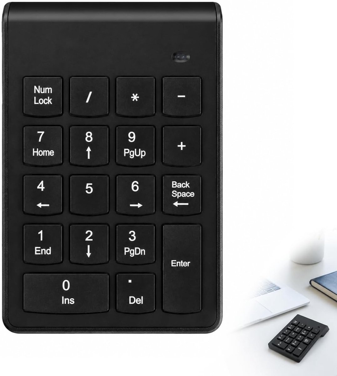 Ergonomisch draadloos toetsenbord met 18 toetsen, 2,4 GHz verbinding, USB-ontvanger, comfortabel ontwerp voor pc en laptop, ideaal voor thuis en op kantoor