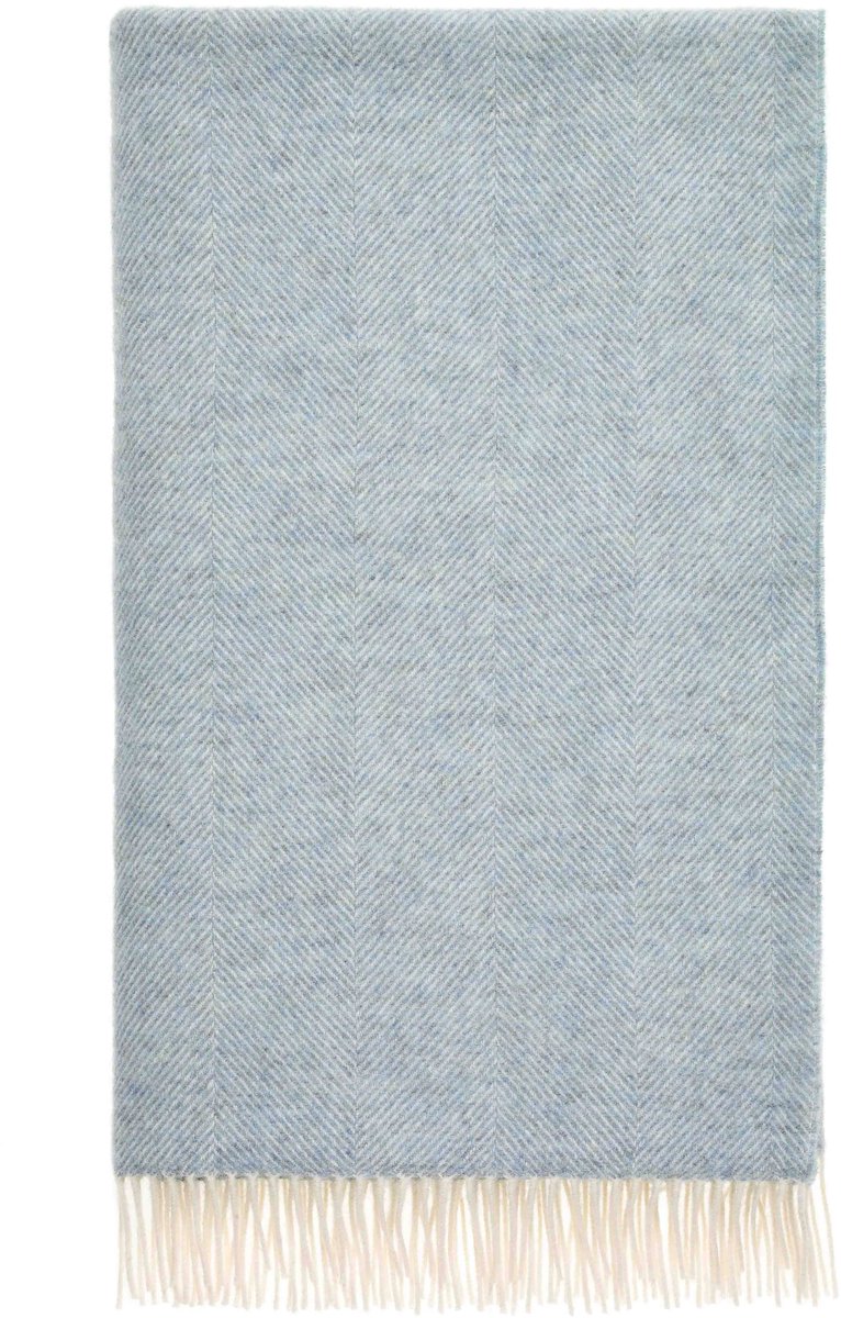 Plaid Visgraat Petrolblauw - Zuivere Scheerwol - 140x185 - Bronte by Moon Scotland