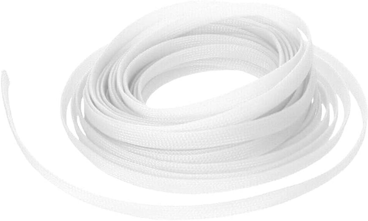 Uitbreidbare gevlochten kabelsleeve voor kabelbeheer - Flexibele geïsoleerde beschermhoes - Wit 3mm, 10 meter, ideaal voor organisatie en bescherming van draden